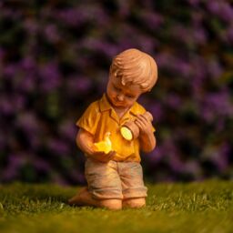 Marco Paul Solar Boy Garden Ornament LED Light Up Flashlight Duck Outdoor Stone Effect - thumbnail 5
