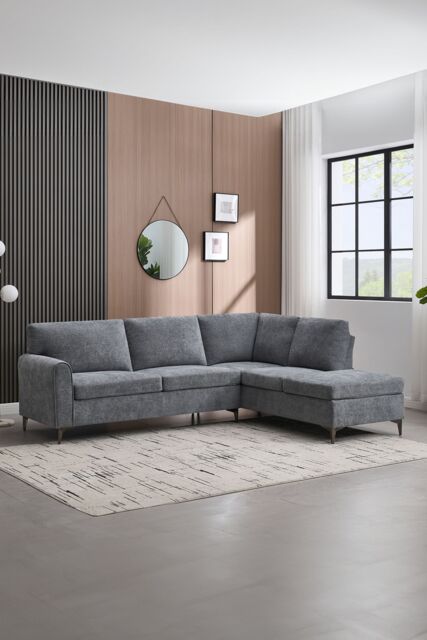 More4Homes Roma 4 Seater Fabric Corner Sofa in Charcoal - image 1