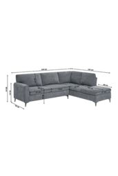 More4Homes Roma 4 Seater Fabric Corner Sofa in Charcoal - thumbnail 9