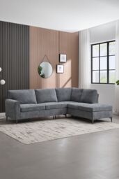 More4Homes Roma 4 Seater Fabric Corner Sofa in Charcoal