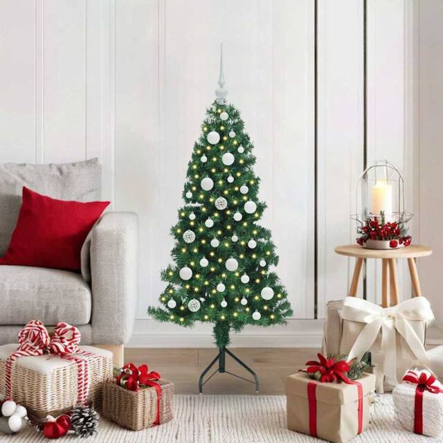 Berkfield Home Corner Artificial Christmas Tree Green 120 cm PVC & Metal - image 1