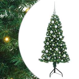 Berkfield Home Corner Artificial Christmas Tree Green 120 cm PVC & Metal - thumbnail 2