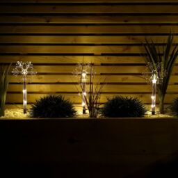 Samuel Alexander Set of 8 Battery Powered Light up Snowflake Christmas Path Lights with LEDs in White - thumbnail 6