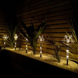 Samuel Alexander Set of 8 Battery Powered Light up Snowflake Christmas Path Lights with LEDs in White - thumbnail 5