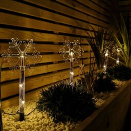 Samuel Alexander Set of 8 Battery Powered Light up Snowflake Christmas Path Lights with LEDs in White - thumbnail 3