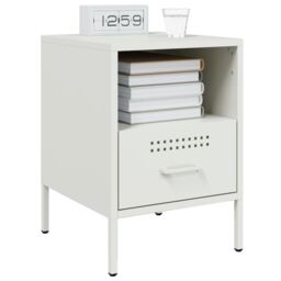 Berkfield Home Bedside Cabinet White 36x39x50.5 cm Steel - thumbnail 4