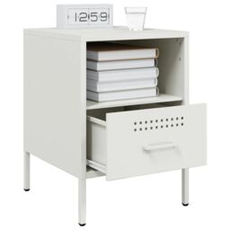 Berkfield Home Bedside Cabinet White 36x39x50.5 cm Steel - thumbnail 5