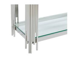 Vente-unique 1-Shelf Side Table - Tempered Glass & Stainless Steel - Chrome in Silver - thumbnail 7