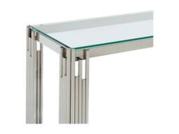 Vente-unique 1-Shelf Side Table - Tempered Glass & Stainless Steel - Chrome in Silver - thumbnail 6