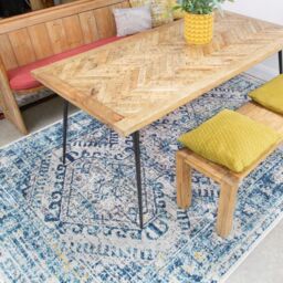 Kukoon Navy Blue Grey Geometric Medallion Bordered Rug - Size: 200 cm x 290 cm - thumbnail 3
