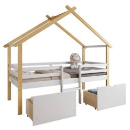 BTM 3ft Wooden Children's Bed 90×190 cm, Safety Rail, 2 Storage Drawers in Natural - thumbnail 9