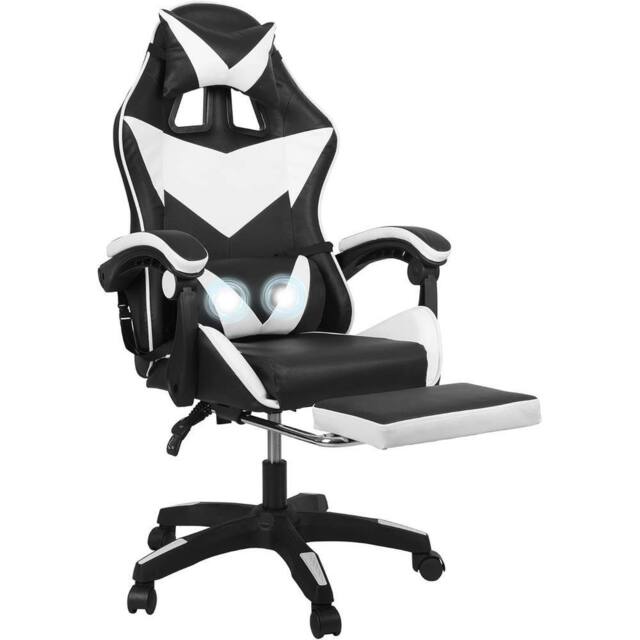 NESTLUNE Gaming Chair Leather Racing Office Executive Recliner in Black - Size: 100 cm x 100 cm - image 1