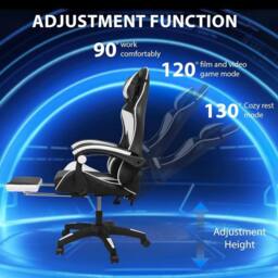 NESTLUNE Gaming Chair Leather Racing Office Executive Recliner in Black - Size: 100 cm x 100 cm - thumbnail 5