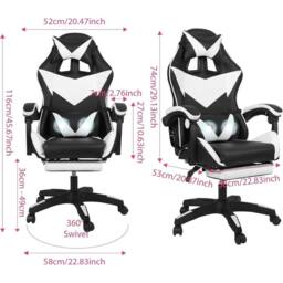 NESTLUNE Gaming Chair Leather Racing Office Executive Recliner in Black - Size: 100 cm x 100 cm - thumbnail 2