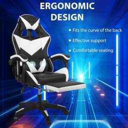 NESTLUNE Gaming Chair Leather Racing Office Executive Recliner in Black - Size: 100 cm x 100 cm - thumbnail 4