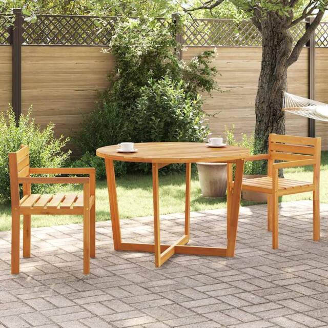 Berkfield Home Beautiful Garden Dining Table Round √ò110x75 cm Solid Wood Acacia in Brown - Size: 110x75 cm - image 1