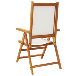 Berkfield Home Reclining Garden Chairs 6 pcs Cream White Fabric & Solid Wood - thumbnail 6