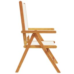 Berkfield Home Reclining Garden Chairs 6 pcs Cream White Fabric & Solid Wood - thumbnail 5