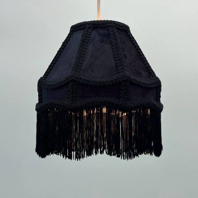 K LIVING Tassle 10 Inch Black Traditional Shade with Tassels - image 1