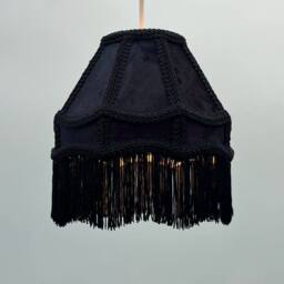K LIVING Tassle 10 Inch Black Traditional Shade with Tassels - thumbnail 1