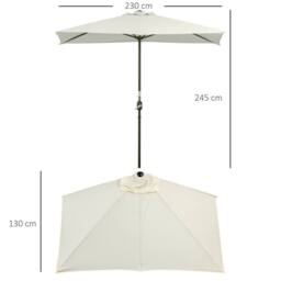 OUTSUNNY Half Round Parasol Garden Sun Umbrella Metal w/ Crank in Beige - thumbnail 3