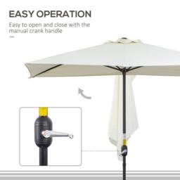 OUTSUNNY Half Round Parasol Garden Sun Umbrella Metal w/ Crank in Beige - thumbnail 6