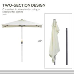 OUTSUNNY Half Round Parasol Garden Sun Umbrella Metal w/ Crank in Beige - thumbnail 4