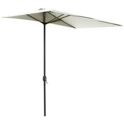 OUTSUNNY Half Round Parasol Garden Sun Umbrella Metal w/ Crank in Beige - thumbnail 2