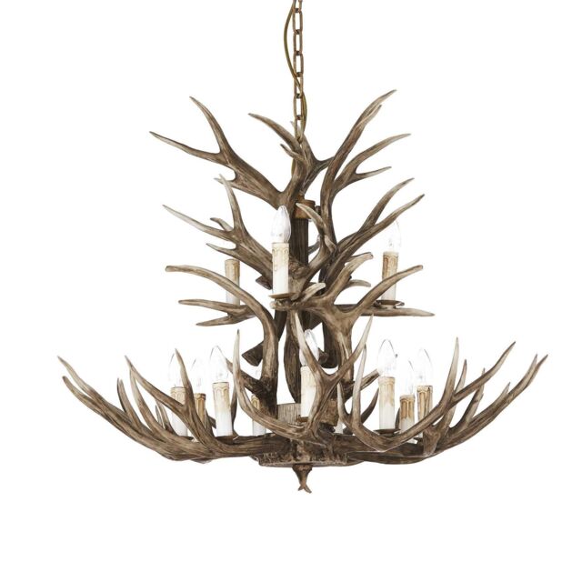 Netlighting Chalet 12 Light Pendant Chandelier Light Brown E14