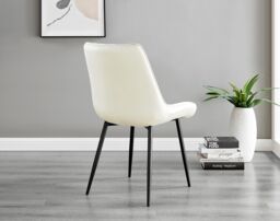 FurnitureboxUK Novara 100cm Round Dining Table & 4 Pesaro Black Leg Chairs in Cream - thumbnail 9