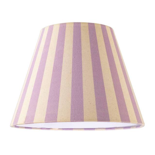Happy Homewares Coloured & Oatmeal Linen Striped Coolie Shade with Cotton Inner in Lilac - Size: 10 inches