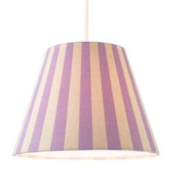 Happy Homewares Coloured & Oatmeal Linen Striped Coolie Shade with Cotton Inner in Lilac - Size: 10 inches - thumbnail 2