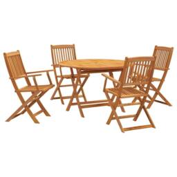 Berkfield Home 5 Piece Garden Dining Set Solid Wood Acacia in Brown - thumbnail 2