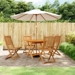 Berkfield Home 5 Piece Garden Dining Set Solid Wood Acacia in Brown - thumbnail 1