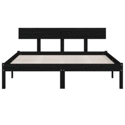 Berkfield Home Bed Frame Black Solid Wood Pine 120x200 cm - Size: Small Double - thumbnail 4
