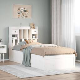 Berkfield Home Beautiful Bed Frame without Mattress White 90x190 cm Single Solid - thumbnail 2