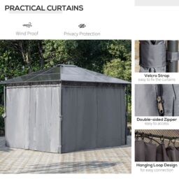 OUTSUNNY Hardtop Gazebo for Garden Party w/ Polycarbonate Curtains in Mid Grey - thumbnail 5