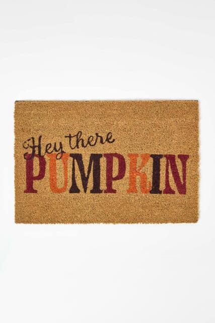 Homescapes Hey There Pumpkin Non-Slip Coir Doormat, 40 x 60 cm in Natural - image 1
