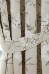 Dreams & Drapes 'Eve' 100% Cotton Floral Pair of Pencil Pleat Curtains With Tie-Backs in Natural - Size: 168 cm width x 183 cm drop - thumbnail 4