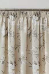 Dreams & Drapes 'Eve' 100% Cotton Floral Pair of Pencil Pleat Curtains With Tie-Backs in Natural - Size: 168 cm width x 183 cm drop - thumbnail 3