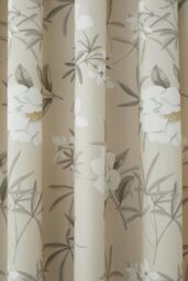 Dreams & Drapes 'Eve' 100% Cotton Floral Pair of Pencil Pleat Curtains With Tie-Backs in Natural - Size: 168 cm width x 183 cm drop - thumbnail 6