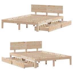 Berkfield Home Bed Frame with Drawers without Mattress 120x190 cm Small Double in Light Brown - thumbnail 9