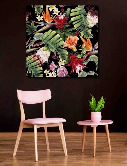 Benjamin Tate Design Flowers (Canvas Print) / 77 x 77 x 4cm in Natural - Size: 77 x 77 x 4 cm - image 1
