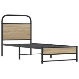 Berkfield Home Bed Frame Without Mattress 75x190 cm Smoked Oak Engineered Wood in Brown - thumbnail 3