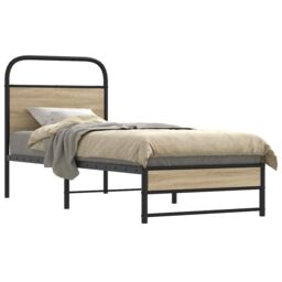 Berkfield Home Bed Frame Without Mattress 75x190 cm Smoked Oak Engineered Wood in Brown - thumbnail 1