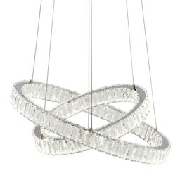 Pagazzi Ausilia Polished Chrome & Crystal Led Pendant Ceiling Light in Silver - thumbnail 2