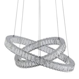 Pagazzi Ausilia Polished Chrome & Crystal Led Pendant Ceiling Light in Silver - thumbnail 3