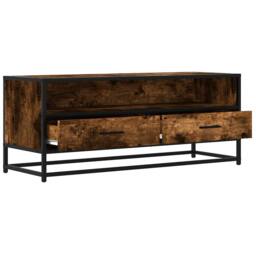Berkfield Home TV Cabinet Smoked Oak 100x34.5x40 cm Engineered Wood & Metal in Brown - thumbnail 7