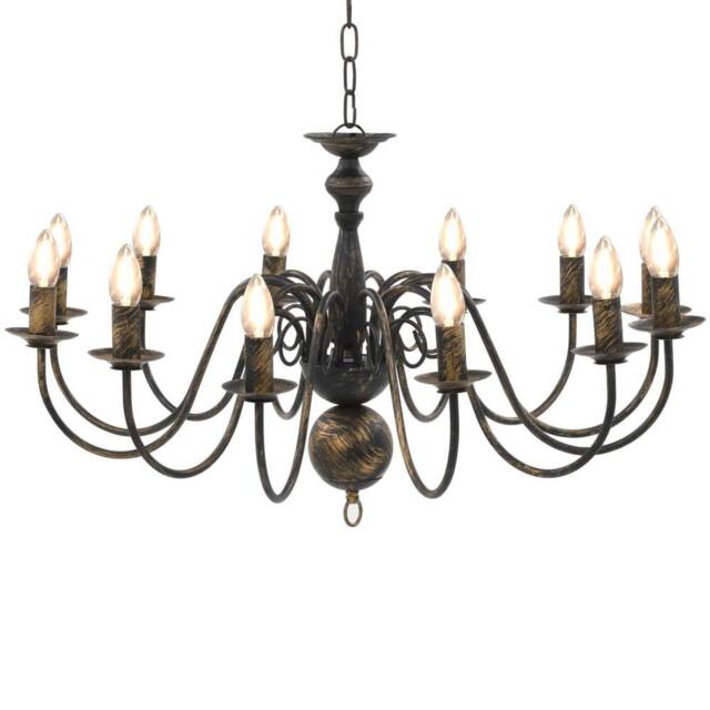 Berkfield Home Chandelier Antique Black 12 x E14 Bulbs - image 1
