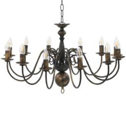 Berkfield Home Chandelier Antique Black 12 x E14 Bulbs - thumbnail 2